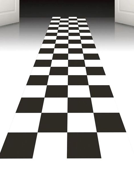450x60 cm Svart og Hvit Løper - Racing