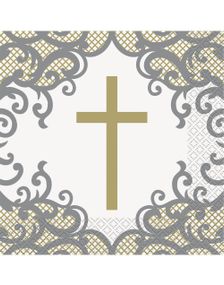 16 stk Pene Servietter med Gullkors 33x33 cm - Gold Cross