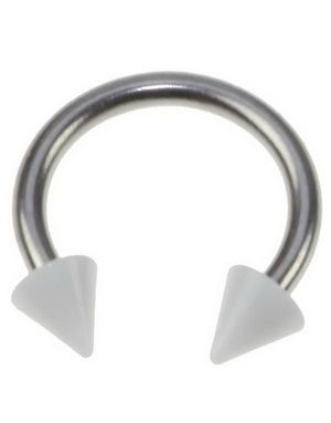 Rund Øyenbrynspiercing med Hvite Spike Kuler - 1.2 x 8 mm