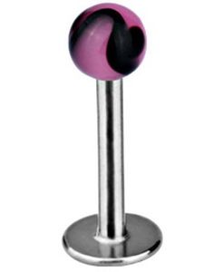 Magic Stone - Labret med Rosa og Svart Kule