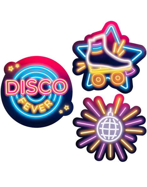 3 stk Store Cut-Out Dekorasjoner - Disco Fever