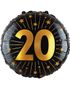 20-års Feiring - Svart og Gull Folieballong 46 cm
