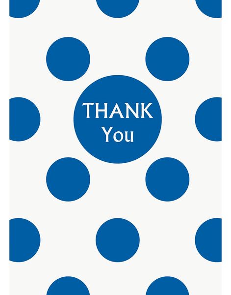 8 stk Thank You Polka Dots Kort i Royal Blå og Hvit