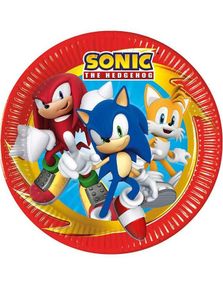 8 stk Papptallerkener 23 cm - Sonic the Hedgehog