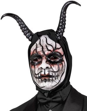 Commedia Dell'arte Demonmann - Maske Med Hette