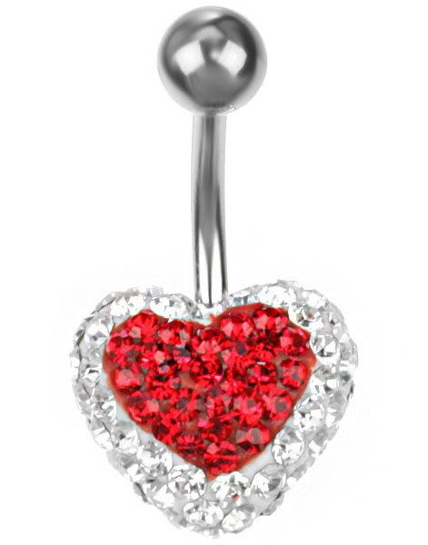 Celebrity Heart Navlepiercing - Hvit/Rød