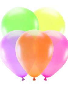 5 stk Neonfarget Latexballonger 25 cm