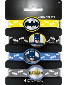 4 stk Lisensiert Batman Gummiarmbånd 
