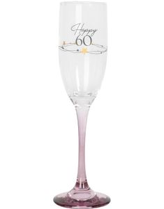 Happy 60 - Champagneglass med Rosa Stett