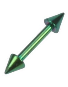 Rett Grønn Øyenbrynspiercing med Spikes - 1,2 x 8 mm