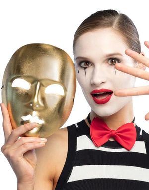 Ansiktmaske Mime Gullfarget