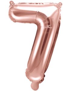 Tallet 7 - Rose Gullfarget 35 cm Folieballong