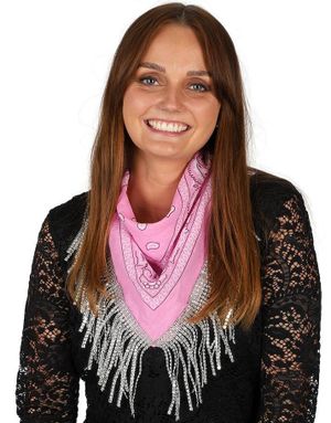 Rosa Cowboybandana med Sølvfrynser