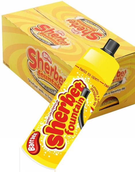 30 stk Barratt Sherbet Fountain Liquorice - Sorbetpulver og Lakrisstang - Hel Eske 750 gram