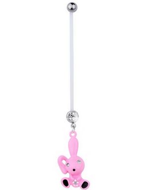 Navlepiercing For Gravide med Rosa Kanin & Sten