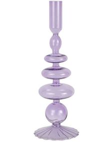 Lysestake i Lilla Glass Bobledesign 27 cm