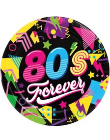 6 stk 80`s Forever Papptallerkener 23 cm