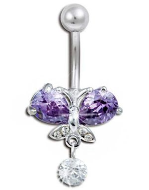 Jungle Butterfly Purple - Navlepiercing i Ekte Sølv