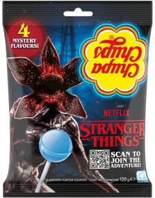 Chupa Chups Stranger Things Lollipop 4 Mystery Flavours - Kjærligheter med 4 Forskjellige Smaker 120 gram