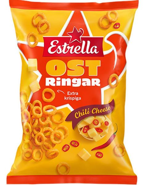 Estrella Extra Cripsy Osteringer med Chili Cheese Smak 200g