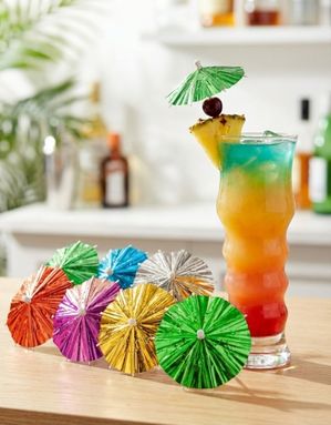10 Stk Metalliske Cocktail Paraplyer 10 cm - Flerfarget