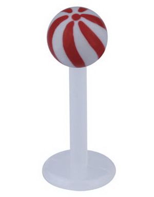 Candy Stripes Labret - Hvit/Rød - Strl 1,2x8x4mm 