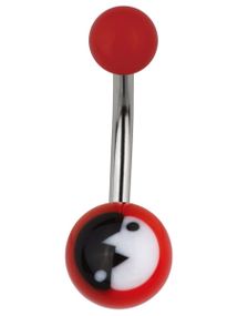 Modern Yin Yang Navlepiercing i Rød/Svart/Hvit