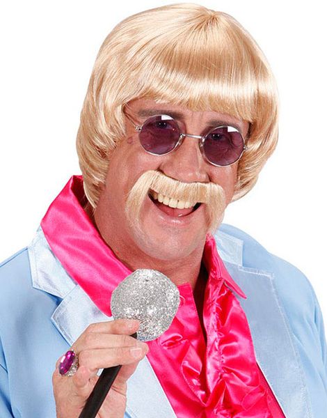 Blond Beatles Inspirert Parykk med Bart og Briller