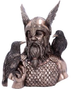 Odins Messengers - Odinfigur med Hugin og Munin 23 cm