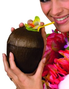 Coconut Cup - Hawaiikopp Lokk, Blomst og Sugerør
