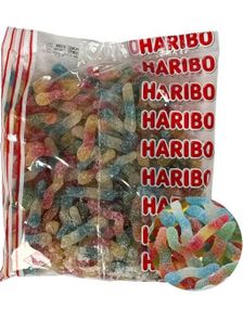 1 kg Haribo Fizzy Worms - Vingummimarker med Forskjellige Sure Smaker 