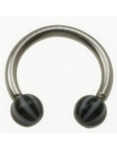 Rund Øyenbrynspiercing med Svarte og Hvite Kuler - 1.2 x 8 mm