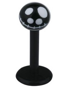 Labret with Jack Skellington Head - Svart/Hvit - Strl 1,2x8x4mm