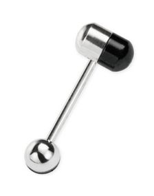 Pill Black/Silver - Tungepiercing