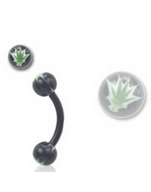 Weed - 1.2 x 8 mm Svart Øyenbrynspiercing