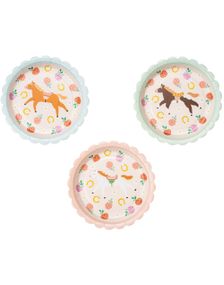 6 stk Papptallerkener med Hester 18 cm - Flowers & Horses Party