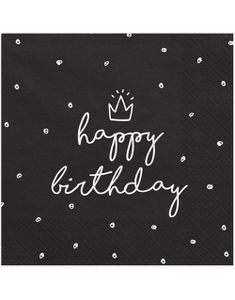 20 stk Svarte Happy Birthday Servietter 33x33 cm