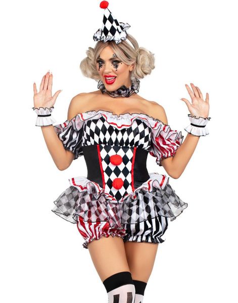 Darling Harlequin - Harlekin/Klovnekostyme til Dame