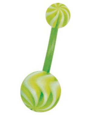 Candy Look Grønn og Hvit Navlepiercing