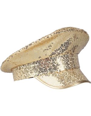 Gullfarget Kapteinhatt med Paljetter