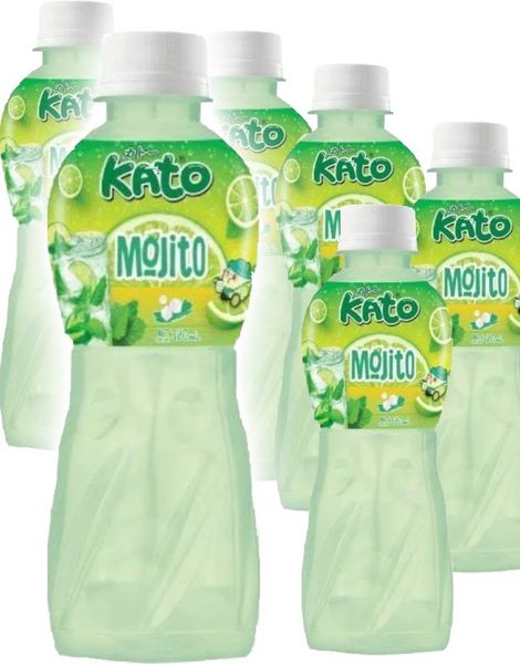 6 stk Kato Fruit Juice Nata De Coco Mojito - Juice med Mojitosmak og Kokosgelebiter - Hel Pakke 6x320 ml (Thailand)