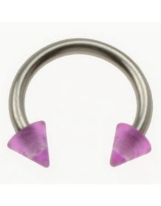 Rund Øyenbrynspiercing med Lilla Spike Kuler - 1.2 x 8 mm