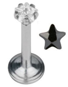 Labrett Piercing med Stjerneformet Svart Sten