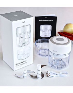 Oppladbar Minimixer/Hakker med 2 stk Beholdere