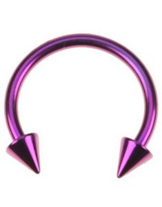 Rund Lilla Øyenbrynspiercing med Spike Kuler - 1,2 x 8 mm