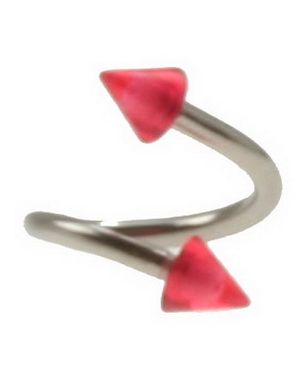 Curve Øyenbrynspiercing med Røde Spikes - 1.2 x 8 mm