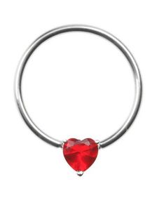 BCR Piercing med Rød Hjerteformet Sten