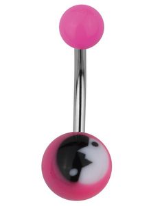 Modern Yin Yang Navlepiercing i Rosa/Svart/Hvit