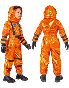 Orange Unisex Astronautkostyme til Barn