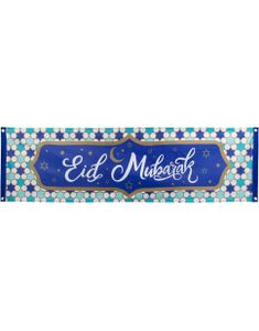 Eid Mubarak Banner med Mosaikkstjernebakgrunn - 50x180 cm
